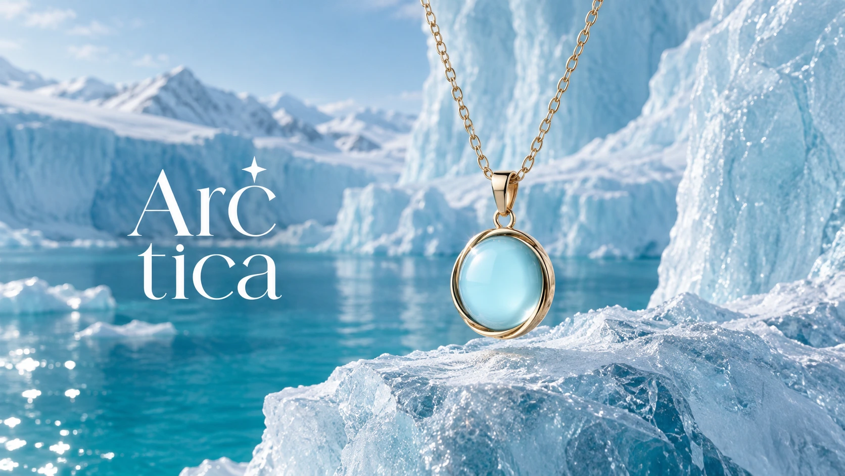 Arctica pendant against sculpted ice